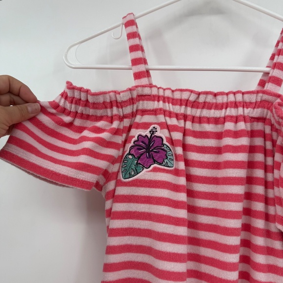 Disney Dress Girls 7/8 Pink Moana Terrycloth Beach Cover Up Striped Summer - Picture 4 of 11